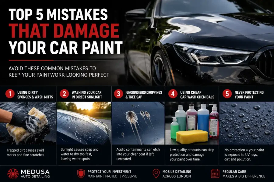 swirl marks and scratches caused by improper car washing