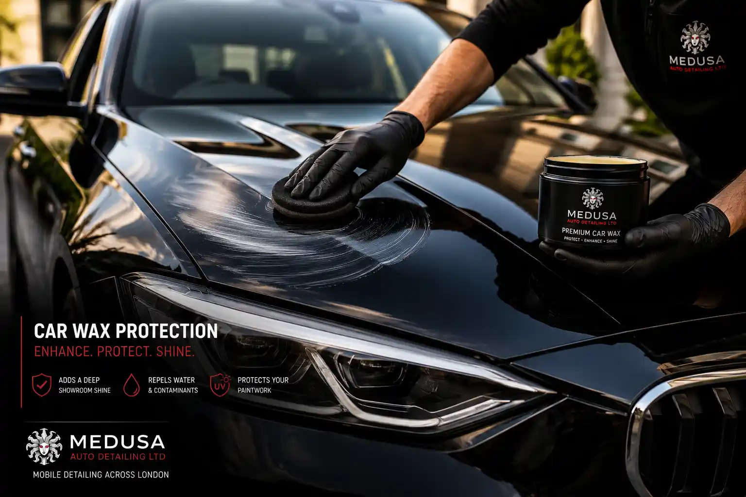 applying car wax to protect vehicle paintwork