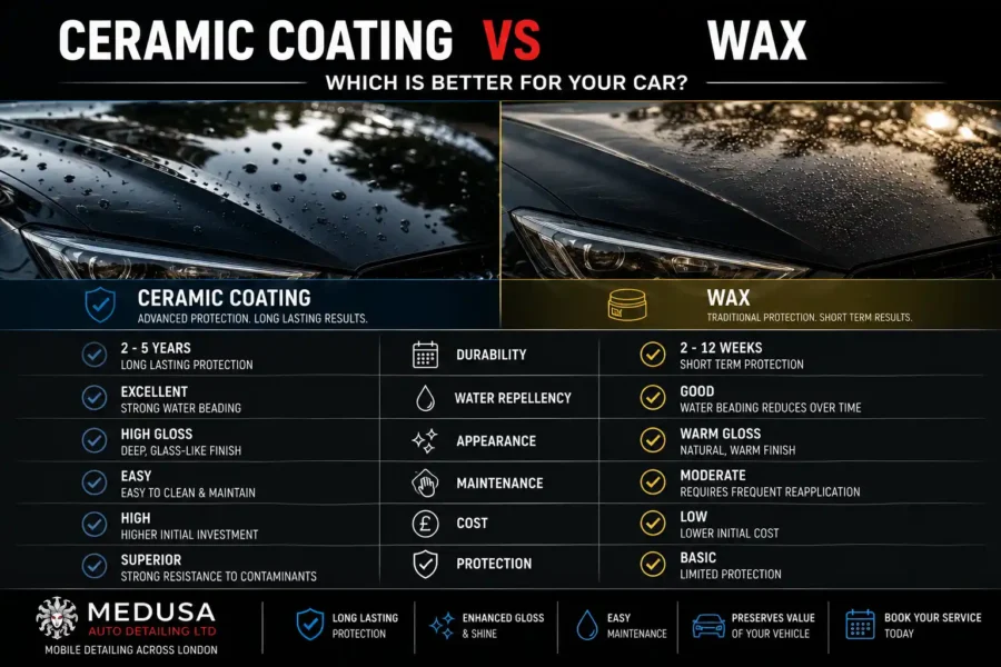 ceramic coating vs wax comparison on vehicle paintwork