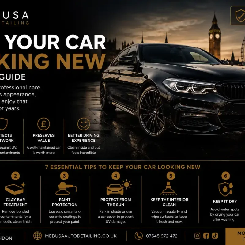 professionally detailed car with showroom shine in London