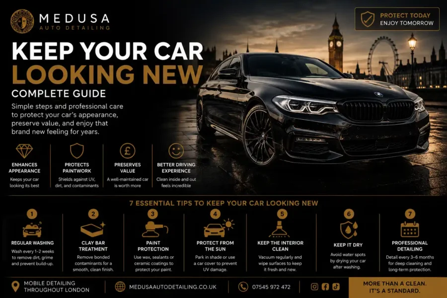 professionally detailed car with showroom shine in London
